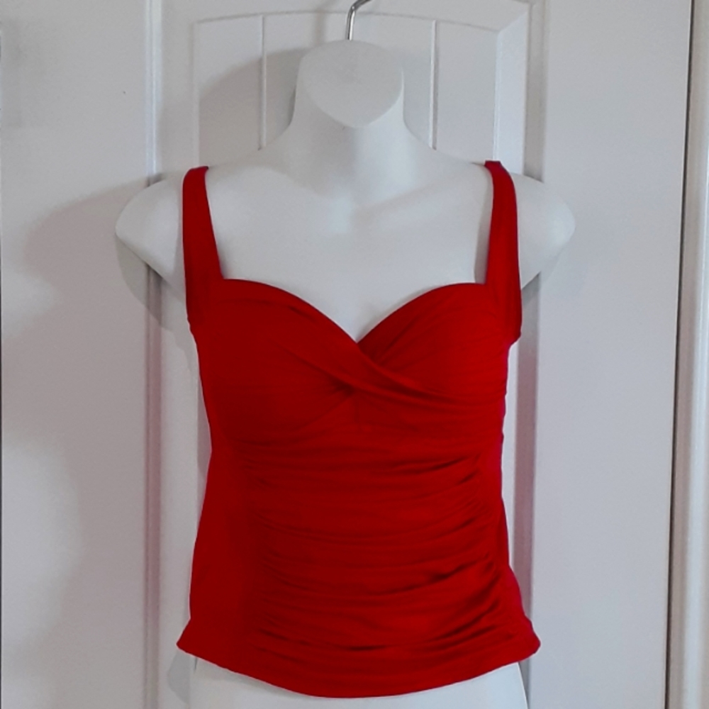 LA BLANCA By Rod Beattie Red Size 4 Nylon Blend Bathing Top